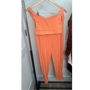 Peach Crop Top Jogger Set Women's